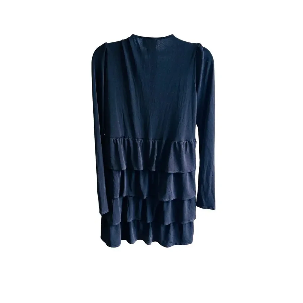Show Me Your Mumu XS Black Ruffle Mini Dress Y2K Babydoll Long Sleeve Chic - Picture 3 of 4